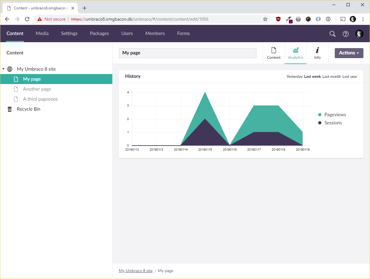 Figure 3: Skybrud.Umbraco.Analytics. <a href="https://github.com/abjerner/Skybrud.Umbraco.Analytics">Screenshot from abjerner</a>