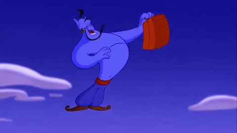 The genie from Aladdin fitting a ridiculous amount of things in a suitcase