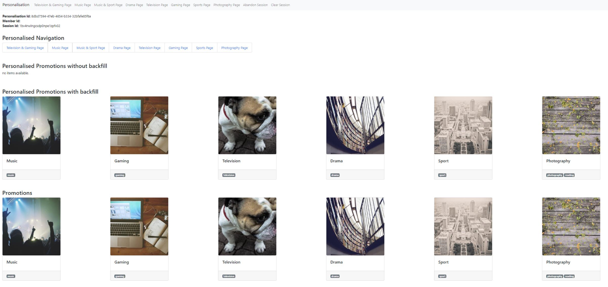 Figure 4: Demo of Carbon SIx Digital’s Personalisation package