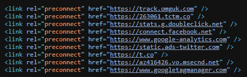 Rendered preconnects within the document head